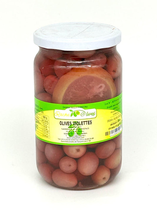 Olives violettes en bouteille